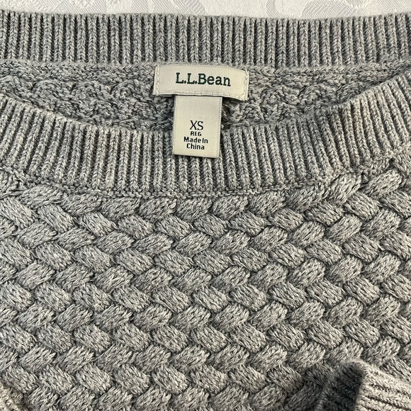 LL Bean Women Sweater Size Xsmall Cotton Long Sleeve Pullover Basket Weave Gray - Picture 9 of 10